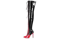 GIARO Stiefel in Übergrößen Schwarz Veruska Black Red Shiny große Damenschuhe, Größe:43 von GIARO
