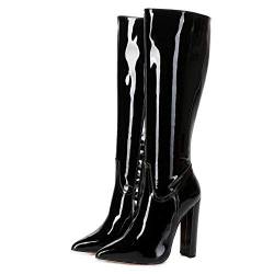 GIARO TAKEN Premium Stiefel für Damen - elegante High-Heels - Kniestiefel mit hohem Absatz - Damenstiefel - Stöckelschuhe für Frauen - erhältlich in 11 Farben (Schwarz Glanz, numeric_42) von GIARO