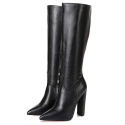 GIARO TAKEN Premium Stiefel für Damen - elegante High-Heels - Kniestiefel mit hohem Absatz - Damenstiefel - Stöckelschuhe für Frauen - erhältlich in 11 Farben (Schwarz Matt, numeric_46) von GIARO