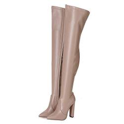 GIARO TRINKET Premium Stiefel für Damen - elegante High-Heels - Kniestiefel mit hohem Absatz - Damenstiefel - Stöckelschuhe für Frauen - erhältlich in 7 Farben (Taupe, numeric_38) von GIARO