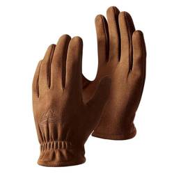 GIBZ Herren Handschuhe aus Wildleder mit Touchs Dünner Winterhandschuhe Modisch und Winddicht für Winter Freien, Khaki, L von GIBZ