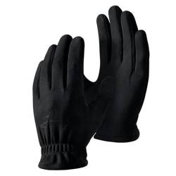GIBZ Herren Handschuhe aus Wildleder mit Touchs Dünner Winterhandschuhe Modisch und Winddicht für Winter Freien, Schwarz, L von GIBZ