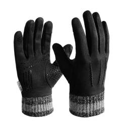 GIBZ Wildleder Handschuhe für Herren mit Touchs Rutschfest Thermo Winterhandschuhe Modisch und Winddicht für Winter Outdoor, Schwarz von GIBZ