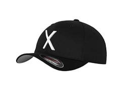 GIDUTEX Flexfit Original Schwarze Basecap Baseball Cap Wooly Combed Mütze inkl. Initial Buchstaben in 3D Stick weiß (L/XL, X) von GIDUTEX