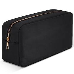 GIEAUAU Große Make-up-Tasche aus Nylon, Reise-Make-up-Taschen für Frauen, niedliche Kosmetiktasche mit Reißverschluss, Schwarz, Large, modisch von GIEAUAU