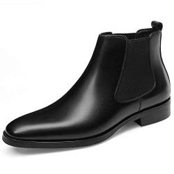 GIFENNSE Chelsea Boots für Herren aus Leder, Schwarz (Schwarz 1), 42 EU von GIFENNSE