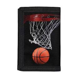 GIFTPUZZ Dreifach gefaltete Geldbörse für Teenager, Mädchen, Jungen, Kreditkartenhalter, RFID-Ausweis, Bargeld, schlanke kleine Brieftaschen mit Münzfach, Cooler Basketball, Einheitsgröße, Modern von GIFTPUZZ