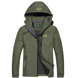 GIISAM Herren-Regenjacke, wasserdicht, mit Kapuze, leicht, für Outdoor, Reisen, Wandern, Regenmantel, Jacke für Herren, Windbreaker, Regenmantel, armee-grün, X-Large von GIISAM