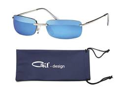 GIL-Design Hochwertige Rechteckige Herren Unisex Matrix Sonnenbrille mit Federscharnier - Radbrille Sportbrille Biker Sunglasses (Blau) von GIL-Design