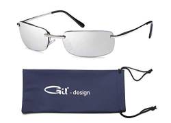 GIL-Design Hochwertige Rechteckige Herren Unisex Matrix Sonnenbrille mit Federscharnier - Radbrille Sportbrille Biker Sunglasses (Silber) von GIL-Design