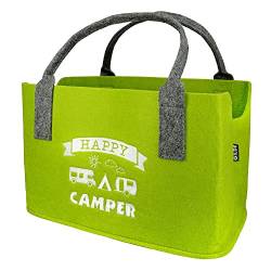 GILDE Filztasche 'Happy Camper', 25 x 40 x 26 cm, hellgrün von GILDE