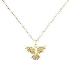 GILIEYER Phönix Halskette, Phönix Vogel Anhänger Halskette Glücksbringer Damenschmuck, Aufsteigender Phönix Halskette Retro Schmuck für Freundin Mama - auf 47 cm (Gold) von GILIEYER