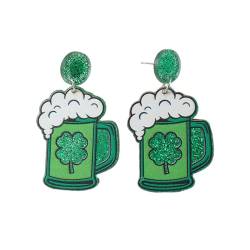 GILIEYER St. Patrick's Day Ohrringe,Kleeblatt Ohrringe Grüne Klee Ohrringe Bierbecher Grüne Ohrstecker Earring Studs Glücksohrringe für Frauen Mädchen Festival Accessoires (Bier) von GILIEYER