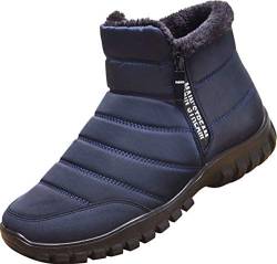 GILKUO Herren Winter Schneestiefel Fellfutter Warme Stiefel mit Reißverschluss, blau, 43.5 EU von GILKUO