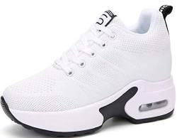 GILKUO Wedges Damen Sneaker Mit Keilabsatz Schuhe Sommer Sportschuhe Atmungsaktive Weiß Größe 39 von GILKUO