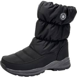 GILKUO Winterstiefel Damen Wasserdicht Gefütterte Schneestiefel Winterschuhe Reißverschluss Winter Stiefel Boots Warm Wanderschuhe Schwarz Größe 36 von GILKUO