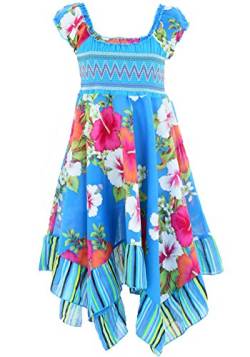 GILLSONZ Neu604vDa Mädchen Kinder Sommer Freizeit Kleid (122/128, Türkis(604)) von GILLSONZ