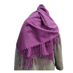 GIMIRO 200x60cm Schal Kaschmir-ähnlicher Schal mit Quasten Baumwolle Polyester Mischung Winter Warm Neckcarves Party Mode Accessoires (Dark Purple) von GIMIRO