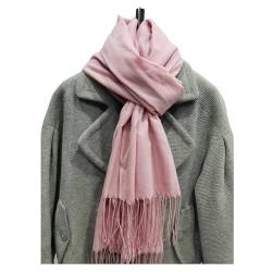GIMIRO 200x60cm Schal Kaschmir-ähnlicher Schal mit Quasten Baumwolle Polyester Mischung Winter Warm Neckcarves Party Mode Accessoires (Pink) von GIMIRO