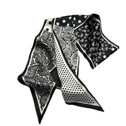 GIMIRO Satin Seidenschal 148 x 13,5 cm Krawatte Double Layer Bund für Blazer, Mantel, Kleid (Black/White Dots) von GIMIRO