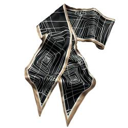 GIMIRO Satin Seidenschal 148 x 13,5 cm Krawatte Double Layer Bund für Blazer, Mantel, Kleid (Black Panes) von GIMIRO