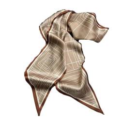 GIMIRO Satin Seidenschal 148 x 13,5 cm Krawatte Double Layer Bund für Blazer, Mantel, Kleid (Light Coffee Panes) von GIMIRO