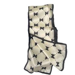 GIMIRO Satin Seidenschal Doppelschichten 150 x 16cm Krawatte Blumen Taillengürtel für Blazer, Mantel, Kleid (Cream Plaid) von GIMIRO