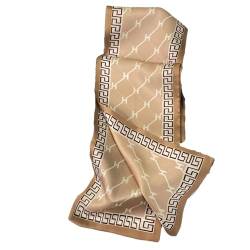 GIMIRO Satin Seidenschal Doppelschichten 150 x 16cm Krawatte Blumen Taillengürtel für Blazer, Mantel, Kleid (Latte Plaid) von GIMIRO