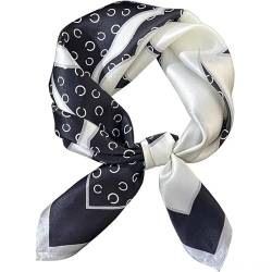 GIMIRO Schal aus imitierter Seide [53 x 53cm] Quadratische Schals Impressionismus-Muster Vintage-Schal für Büroarbeit oder lässigen Bund (Black - Camellia) von GIMIRO