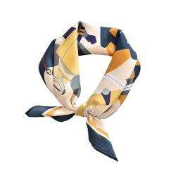 GIMIRO Schal aus imitierter Seide [53 x 53cm] Quadratische Schals Impressionismus-Muster Vintage-Schal für Büroarbeit oder lässigen Bund (Navy - King) von GIMIRO