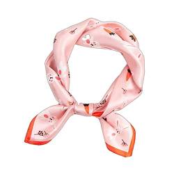 GIMIRO Schal aus imitierter Seide [53 x 53cm] Quadratische Schals Impressionismus-Muster Vintage-Schal für Büroarbeit oder lässigen Bund (Pink-Carrots and Rabbits) von GIMIRO