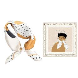 GIMIRO Schal aus imitierter Seide [53 x 53cm] Quadratische Schals Impressionismus-Muster Vintage-Schal für Büroarbeit oder lässigen Bund (White-Cat in Scarf) von GIMIRO