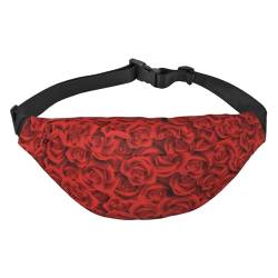 Red Roses Blossoming Fanny Pack Crossbody Bags for Men Women, Belt Bag Waist Pack Bag for Running Hiking Sports, Mehrfarbig, Einheitsgröße von GIMMAV