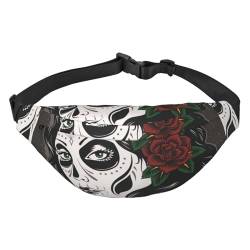 Sugar Skull Girl Crossbody Fanny Pack for Women Men Fashion Waist Pack Belt Bag for Hiking Running Travel, Mehrfarbig, Einheitsgröße von GIMMAV