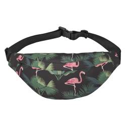 Tropische Palmenblätter Flamingo Bauchtasche Crossbody Taschen für Männer Frauen Gürteltasche Hüfttasche Tasche für Laufen Wandern Sport, Mehrfarbig, Einheitsgröße von GIMMAV