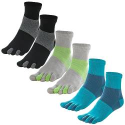 GINZIN 6 Paar Herren Zehensocken Baumwolle fünf Finger Socken Männer Sport Laufende Socken mit Zehen (as3, numeric, numeric_40, numeric_44, Mischfarben 1-6 Paar) von GINZIN