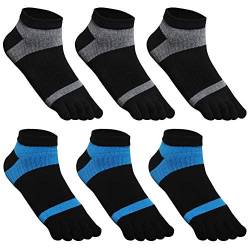 GINZIN 6 Paare Männer Zehensocken - Low Cut fünf Finger Socken- Herren Baumwoll Sportsocken (3 X Schwarz/Grau + 3 X Schwarz/Blau) - 6 Paare,39-43 von GINZIN