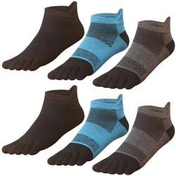 GINZIN Zehensocken 6 Paar,Laufsocken für Herren&Damen,herren Männer Baumwolle Sportsocken Sneaker Socken mit Zehen (44-47, Mischfarben 6 Paar) von GINZIN