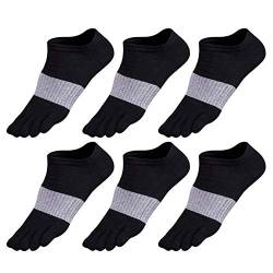 GINZIN Zehensocken herren 6 Paar Männer Sport laufende Zehen Socken Sportsocken,Schwarz×6, 39-43 von GINZIN