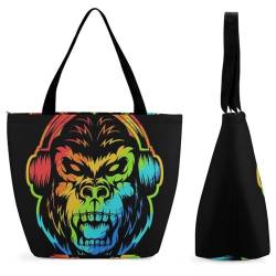 GIOKQB Farbe Orang-Utan Damen Handtasche Shopper Umhängetasche Schultertasche Tragetasche Mit Reißverschluss 28.5x18x32.5cm von GIOKQB