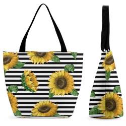 GIOKQB Gelbe Sonnenblume Damen Handtasche Shopper Umhängetasche Schultertasche Tragetasche Mit Reißverschluss 28.5x18x32.5cm von GIOKQB