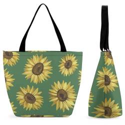GIOKQB Gelbe Sonnenblume Damen Handtasche Shopper Umhängetasche Schultertasche Tragetasche Mit Reißverschluss 28.5x18x32.5cm von GIOKQB