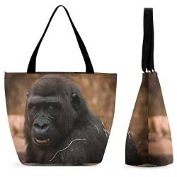 GIOKQB Lustiger Orang-Utan Damen Handtasche Shopper Umhängetasche Schultertasche Tragetasche Mit Reißverschluss 28.5x18x32.5cm von GIOKQB