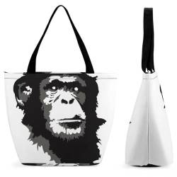 GIOKQB Orang-Utan Damen Handtasche Shopper Umhängetasche Schultertasche Tragetasche Mit Reißverschluss 28.5x18x32.5cm von GIOKQB