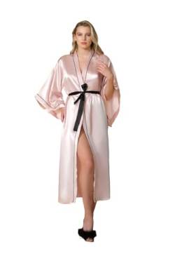 GIONA Kimono Robe lang Brautjungfer Brautdusche Damen Geschenk (DE/NL/SE/PL, Alphanumerisch, L, Regular, Tall, Puder) von GIONA