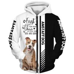 GIOPSQ Hoodies Jacken T-Shirt Strickjacke Thin 3D Amstaff Dog Printing Pullover Männer Frauen Polyester Casual Sweatshirt Einzigartig Drucken/A1/XL von GIOPSQ