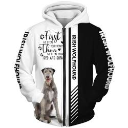GIOPSQ Hoodies Jacken T-Shirt Strickjacke Thin 3D Irish Wolfhound Druck Pullover Männer Frauen Polyester Casual Sweatshirt Einzigartig Drucken/A1/XXL von GIOPSQ