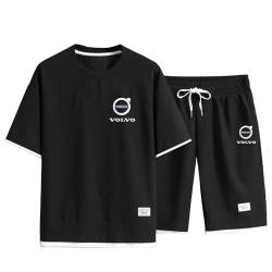 GIOPSQ Zweiteilige Polo-Shirts, T-Shirt-Shorts + kurzärmliges Vo_LVo Druck-Oberteil für Herren und Damen, lässiges Trainingsanzug-Set au﻿s Baumwolle mit Kapuze und T-Shirt laufen/D/XL von GIOPSQ
