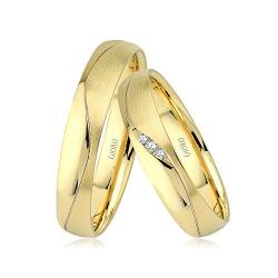 GIORO Loreto Eheringe Trauringe Hochzeitsringe massiv Gold *handgefasste Brillanten* Paarpreis Echtes Gold (18 Karat (750) Gelbgold) von GIORO