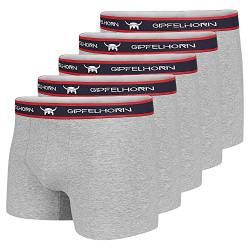 GIPFELHORN Unterhosen Männer (5er Pack) - Hergestellt aus feinster Baumwolle - Boxershorts Herren mit extra Dank Drucketikett - Herren Boxershorts (Grau Melange, XL) von GIPFELHORN